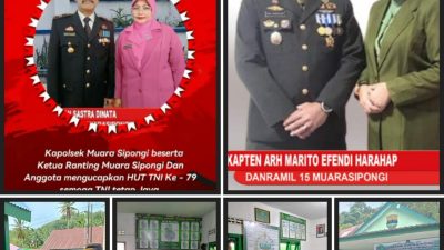 Koramil 15 Muara Sipongi Menerima Kejutan Dari Forkopimcam Muara Sipongi Pada HUT TNI Ke-79