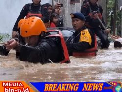 Dansat Brimob Polda Sumut Pimpin Tim SAR Brimob untuk Evakuasi Korban Banjir di Medan