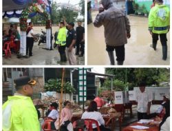 Diguyur Hujan, Kapolresta Deli Serdang Tinjau Langsung Pelaksanaan Pemungutan Suara di TPS