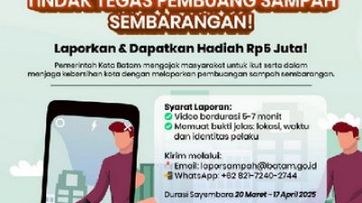 Pemerintah Kota Batam Tindak Tegas Pembuang Sampah Sembarangan