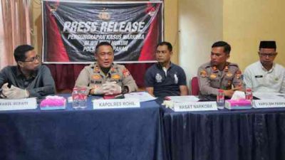 Kapolres Rohil Pimpin Rilis Kasus Narkoba, Empat Tersangka Diamankan