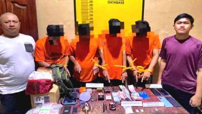 Polsek Bangko Pusako Tangkap Empat Tersangka, Temukan Sabu 43,3 Gram dan Peluru Berbagai Kaliber