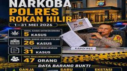 Polres Rokan Hilir Ungkap 31 Kasus Narkotika Selama Mei 2026, Amankan 47 Tersangka