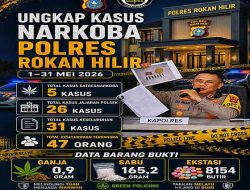Polres Rokan Hilir Ungkap 31 Kasus Narkotika Selama Mei 2026, Amankan 47 Tersangka