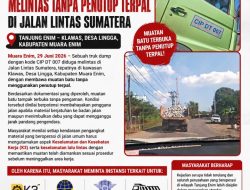Diduga Truk Pengangkut Batu Melintas Tanpa Penutup Terpal di Jalan Lintas Sumatera, Masyarakat Minta Pengawasan Diperketat