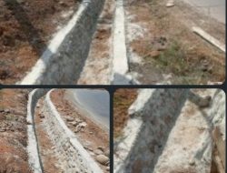 Diduga Tidak Sesuai Spesifikasi, Pembangunan Siring di Pinggir Jalan Nasional Baturaja Jadi Sorotan