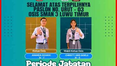Pemilihan Ketua OSIS SMA Negeri 3 Luwu Timur Berlangsung Demokratis, Ananda Zaky Terpilih